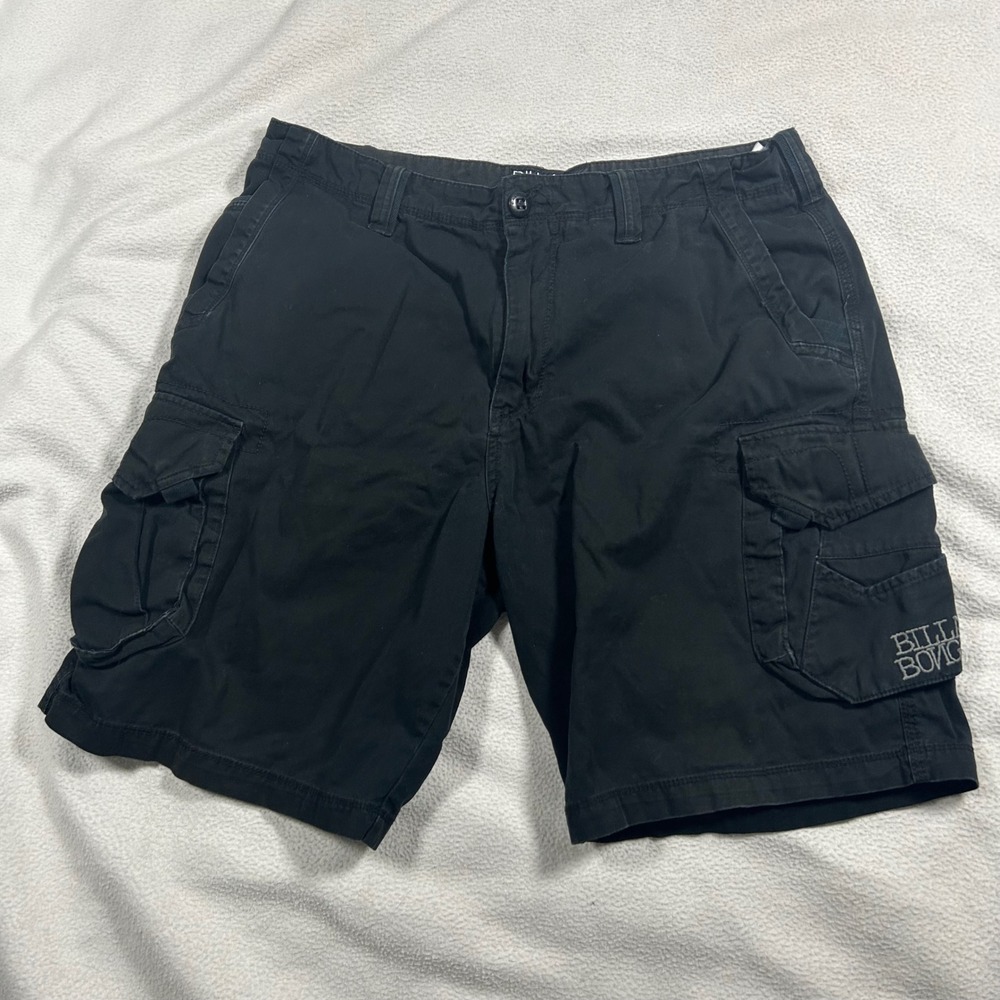 Billabong Cargo Shorts Mens 36 Black Cotton Twill Multi Pocket Embroidered Logo